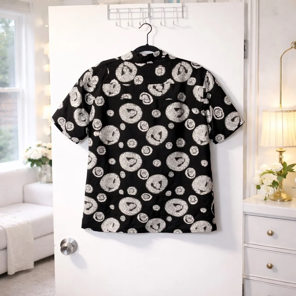 ✨ Reunion Mens Lightweight Linen Silk Summer Button Up Shirt Size M